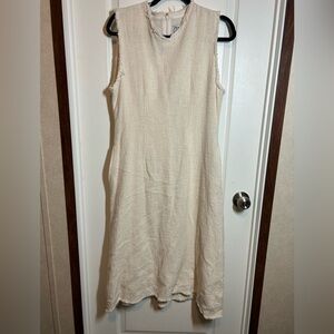 Zara Ivory Sleeveless Textured Midi Dress - Size XL 100% Cotton